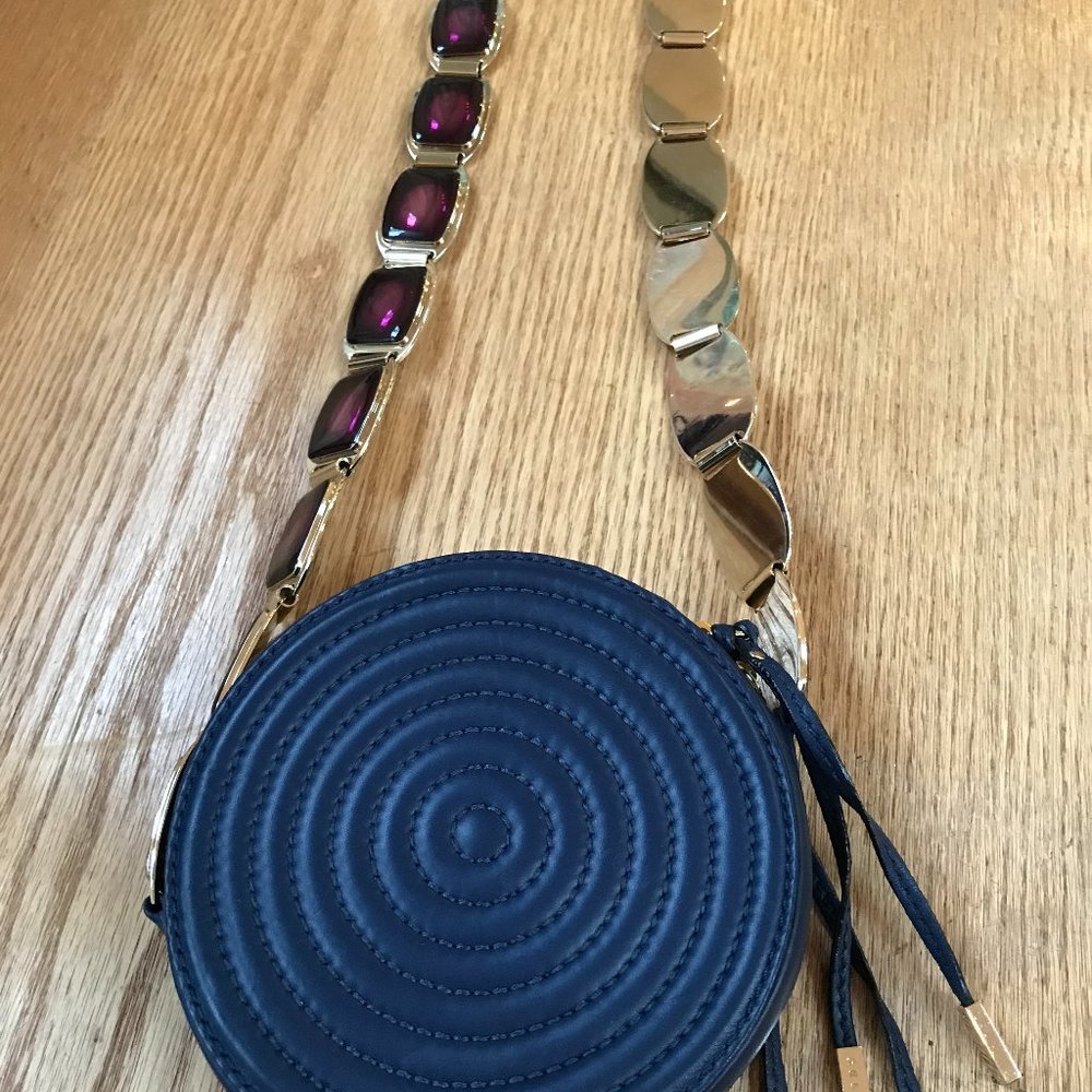 Cross body CELINE bag with purple crystal and gold strap. Bargain !!